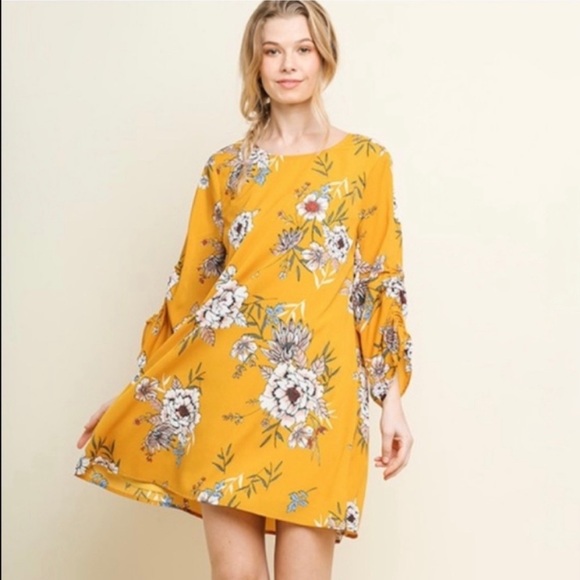 Yellow Floral Tunic Dress - Picture 3 of 6